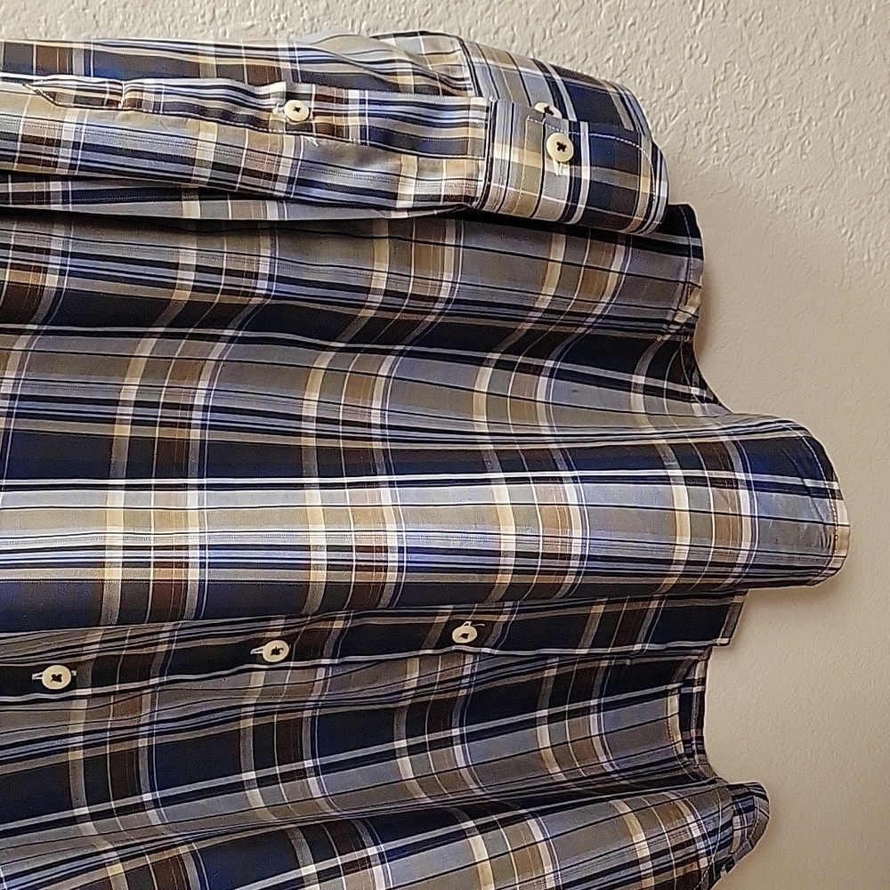 Peter Millar Button-Down - Navy Plaid - Large - image 7